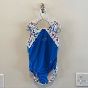 Jamswear leotard in youth large Eiffel Tower print with tags in crystals